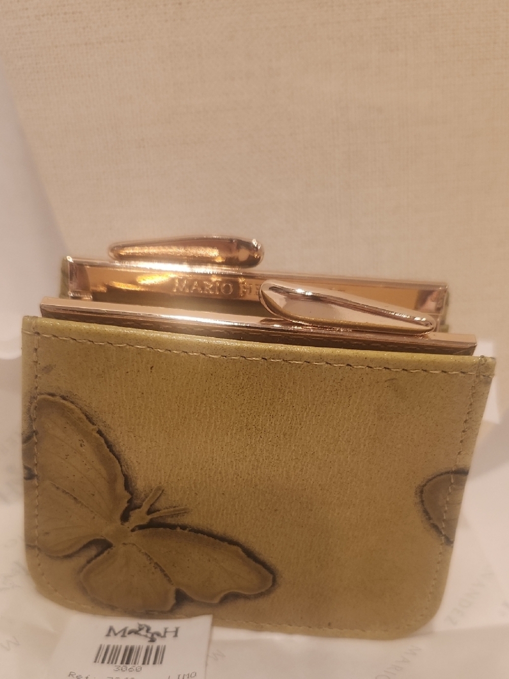 Mario Hernandez Coin Olive BUTTERFLIES  NEW WALLET